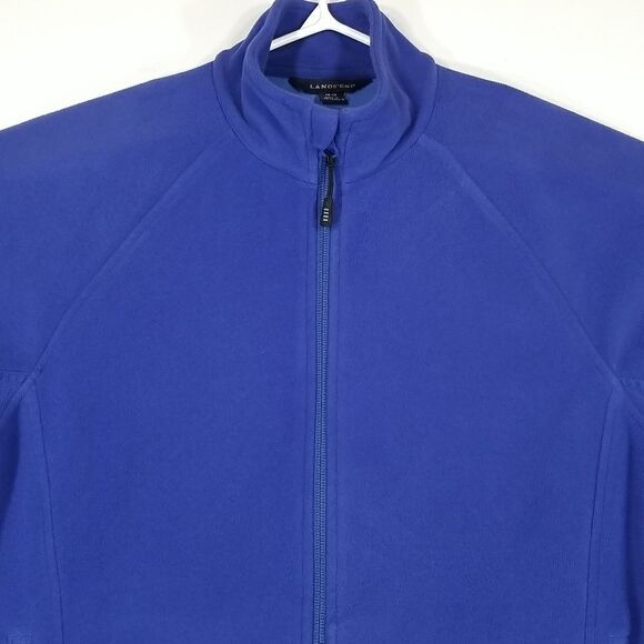 Lands End Jacket Womens Large Fleece Full Zip Long Sleeve Velcro Wrist  Purple - Picture 2 of 11